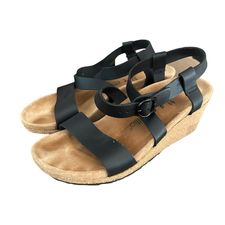 PAPILLIO BIRKENSTOCK BLACK WEDGES SZ 10