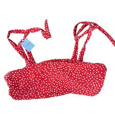 RED WHITE BIKINI POLKA DOT TOP LARGE