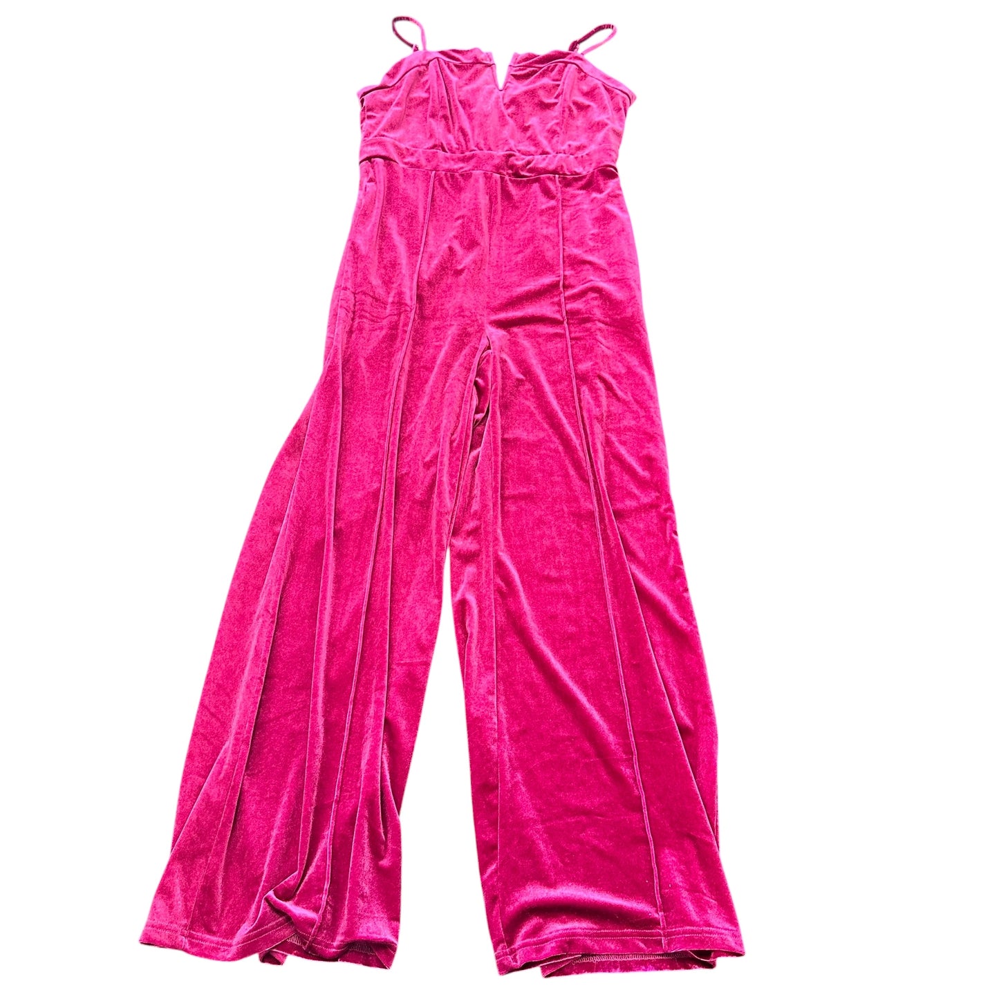 PINK VELOUR WIDE LEG JUMPSUIT 223 LARGE