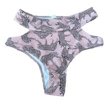 PINK LEOPARD W CUTOUT SWIM BOTTOMS NWOT LARGE $7.99