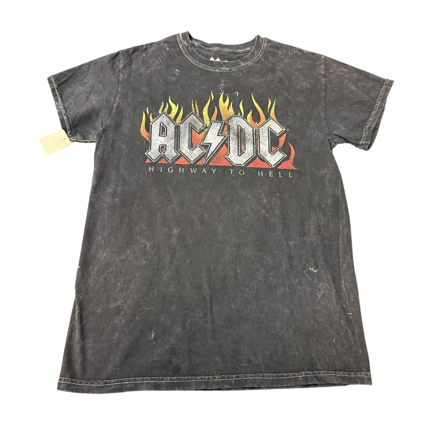 ACDC BLACK ACID WASH GRAPHIC TSHIRT 100 SMALL