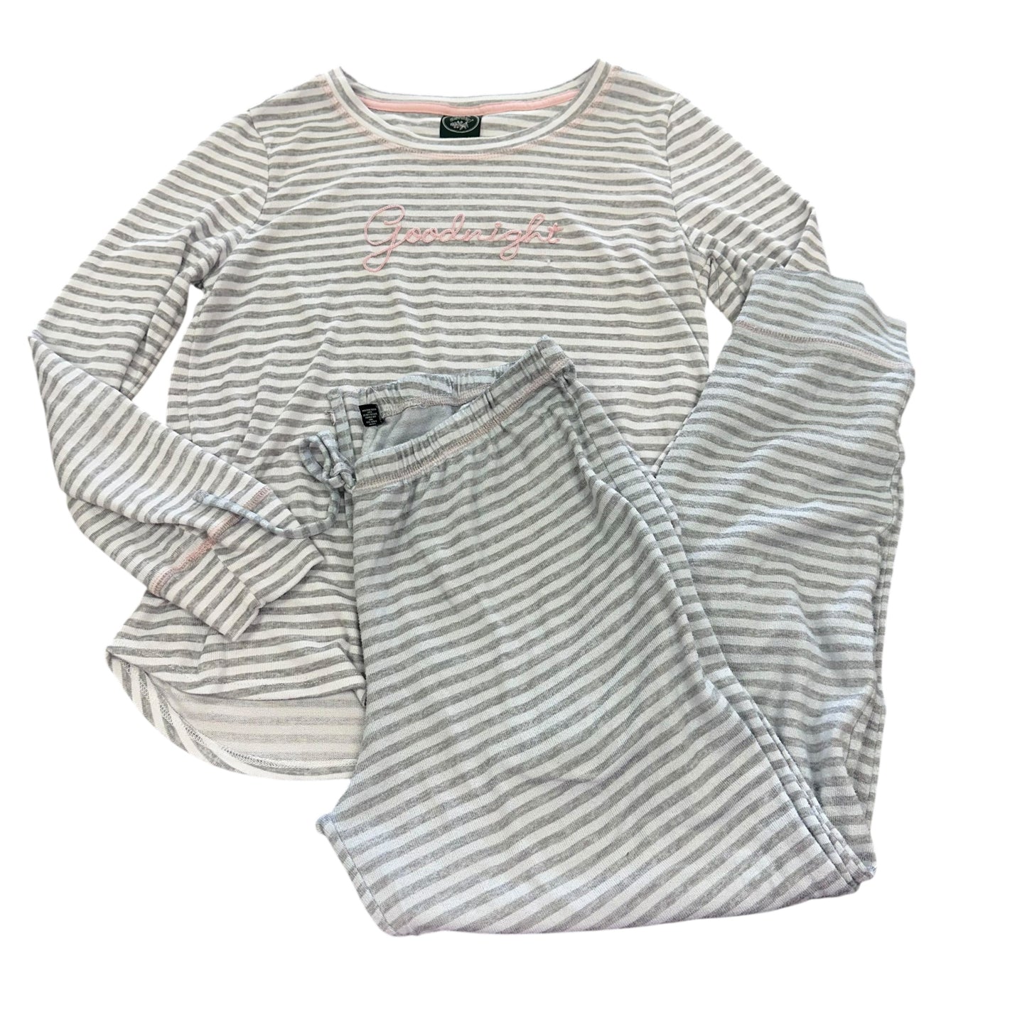 LAURA ASHLEY WHITE GRAY GOODNIGHT PAJAMAS 239 MEDIUM *DISCOLORATION