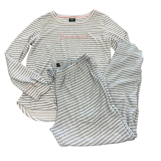 LAURA ASHLEY WHITE GRAY GOODNIGHT PAJAMAS 239 MEDIUM *DISCOLORATION