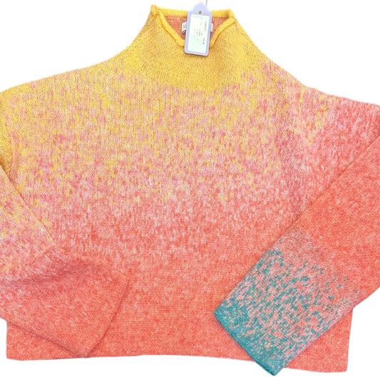 KARLIE MIX YARN YELLOW PINK OMBRE WOOL BLEND SWEATER NWT 298 SMALL