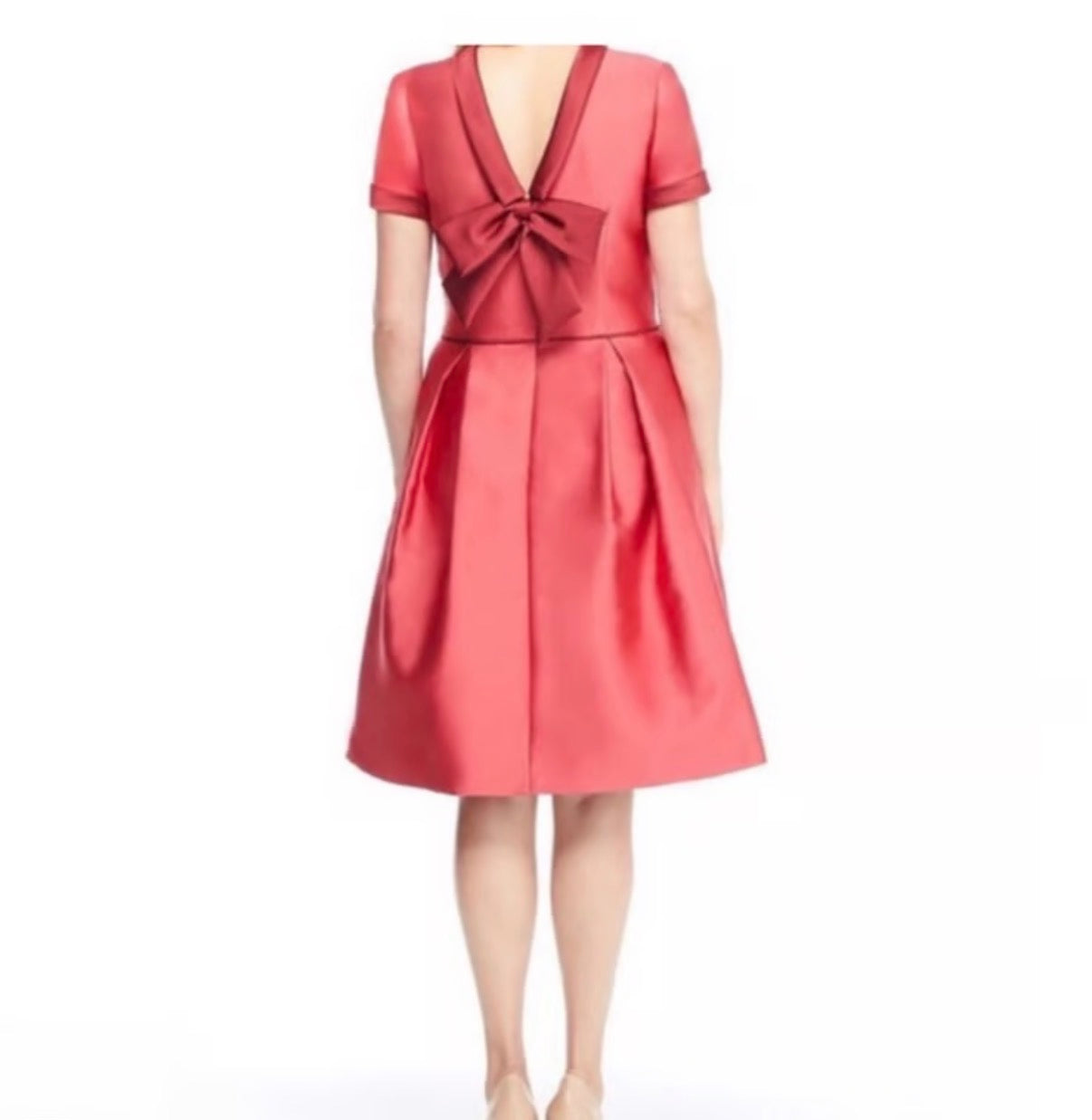 GAL MEETS GLAM ANNABELLE BOW BACK DOUBLE FACE SATIN DRESS RED PINK 100 SZ 14 NWT