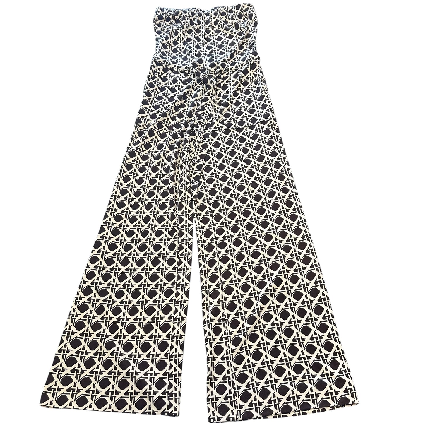 DIANE VON FURSTENBERG BROWN BEIGE STRAPLESS JUMPSUIT 143 SZ 2