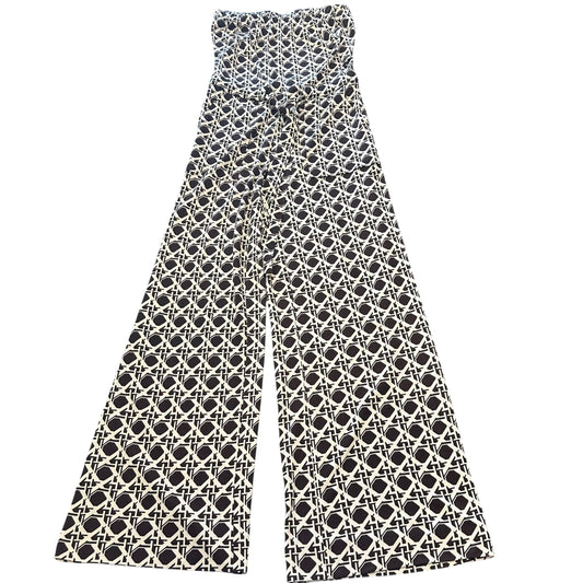 DIANE VON FURSTENBERG BROWN BEIGE STRAPLESS JUMPSUIT 143 SZ 2