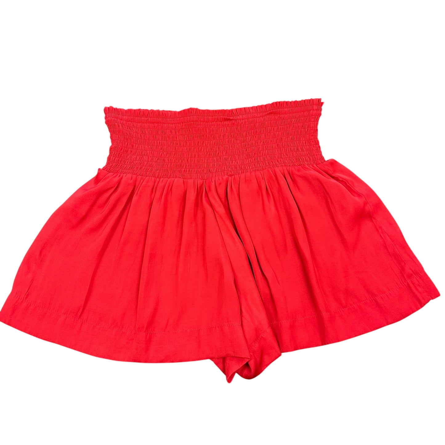 TCEC RED HIGH WAISTED SMOCKED SATIN SHORTS 100 LARGE
