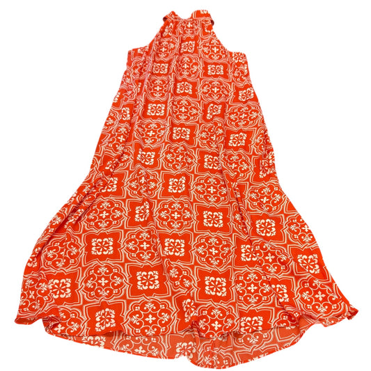 ANN TAYLOR ORANGE WHITE MAXI HIGH NECK DRESS NWT 100 SMALL