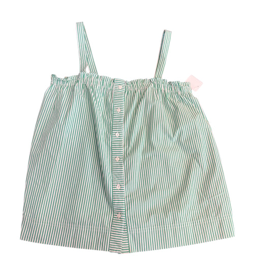 J CREW GREEN WHITE STRIPED BLOUSE 100 SZ 6