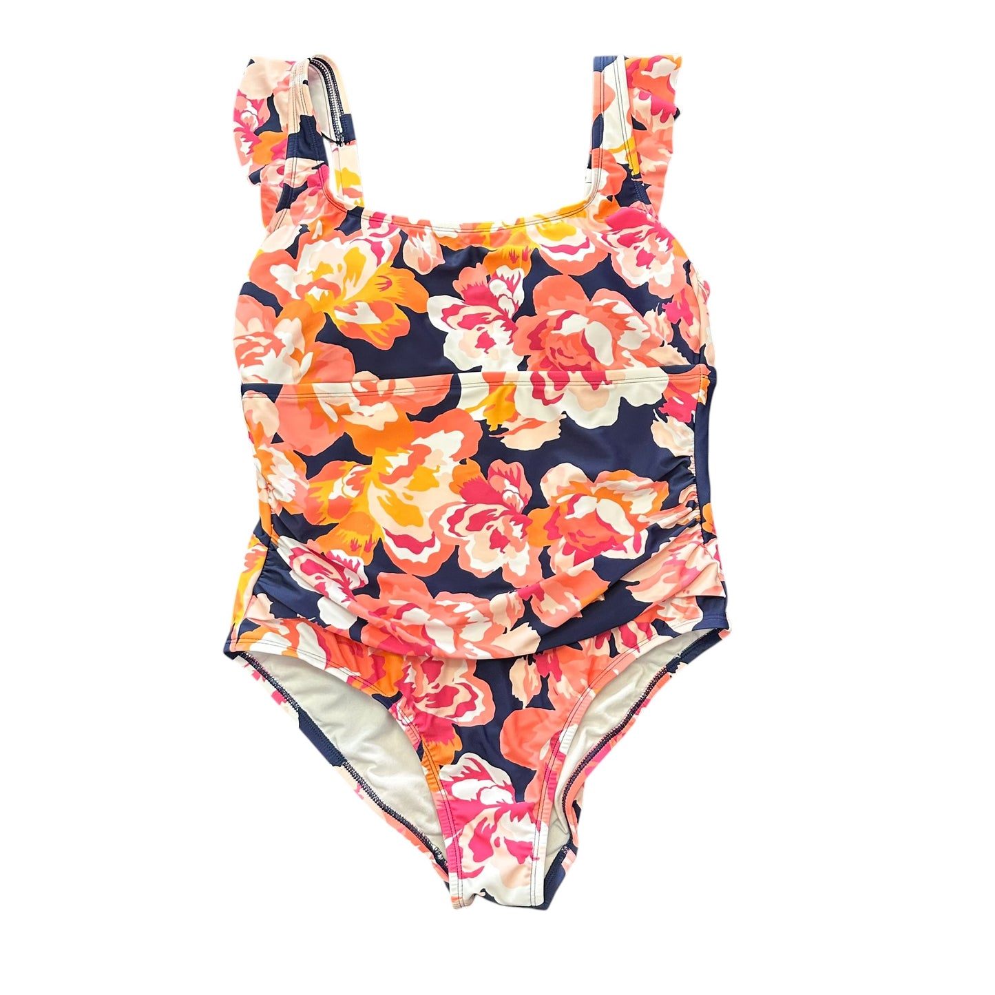 KONA SOL NAVY FLORAL FULL COVERAGE SWIMSUIT 58 SZ 16