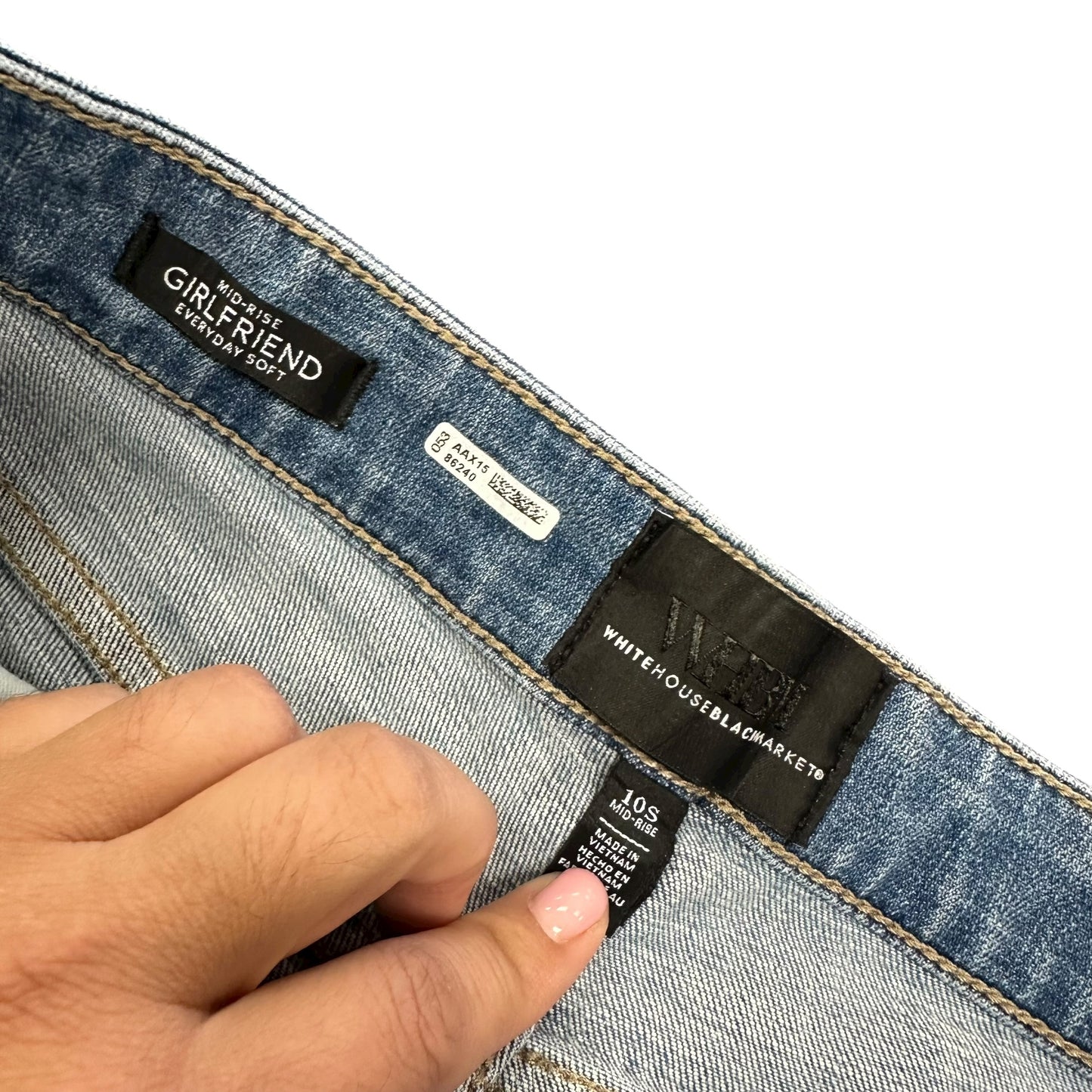 WHBM MID RISE GIRLFRIEND EVERYDAY SOFT DENIM BLUE JEANS 100 SZ 10 SHORT