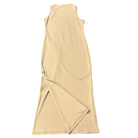 DRESS FORUM TAN RIBBED FITTED MIDI DRESS 223 SMALL