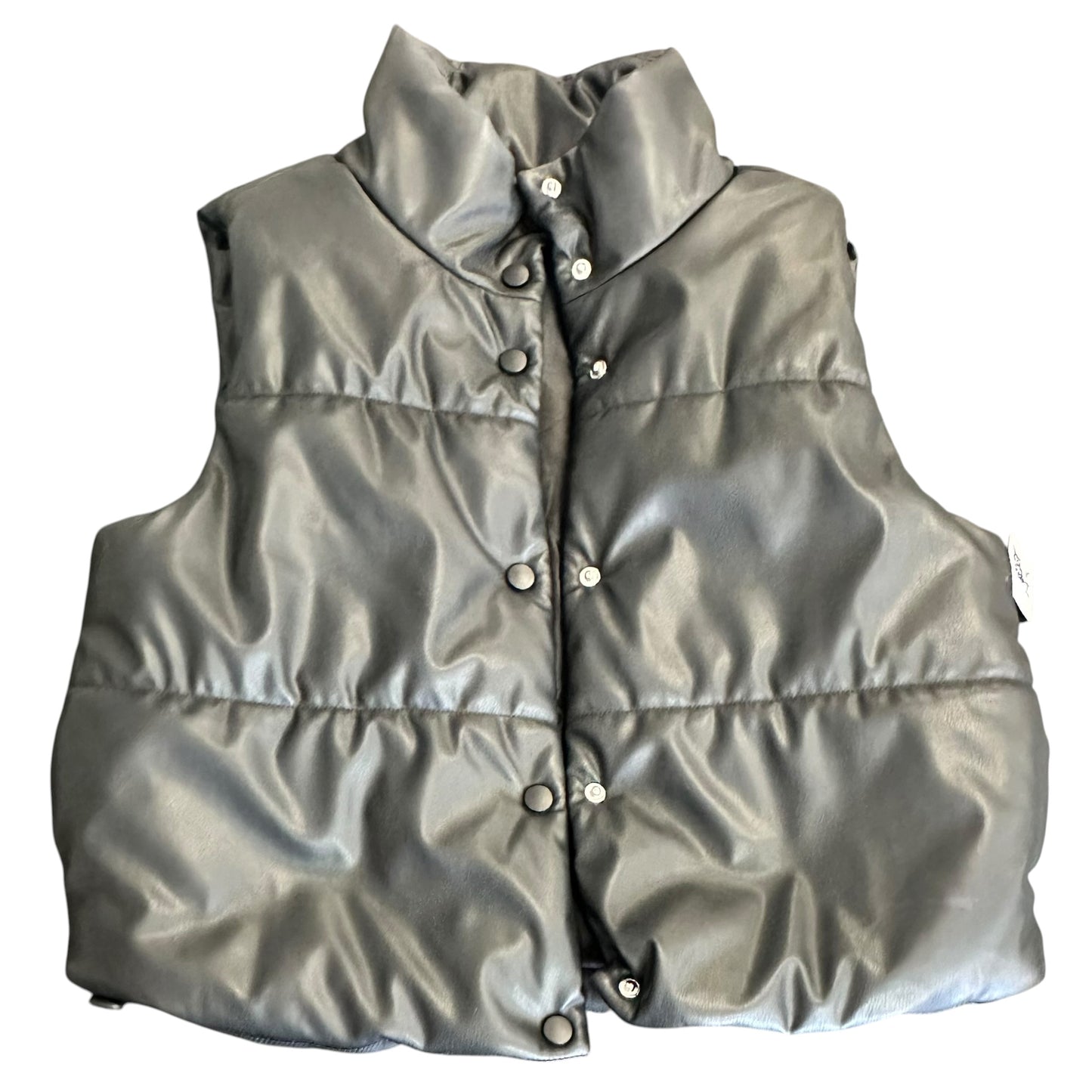 NOBO BLACK PUFFER VEST FAUX LEATHER 143 SMALL