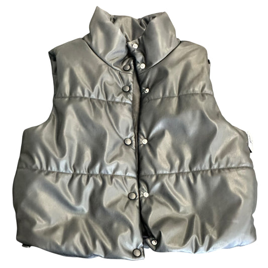 NOBO BLACK PUFFER VEST FAUX LEATHER 143 SMALL