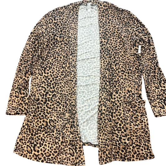 ZENANA OUTFITTERS ANIMAL BROWN CARDIGAN 82 LARGE