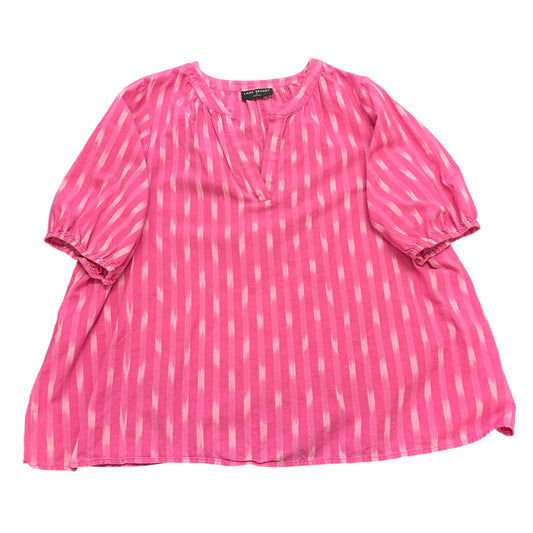 LANE BRYANT PINK WHITE PUFF SLEEVE BLOUSE 291 SZ 20
