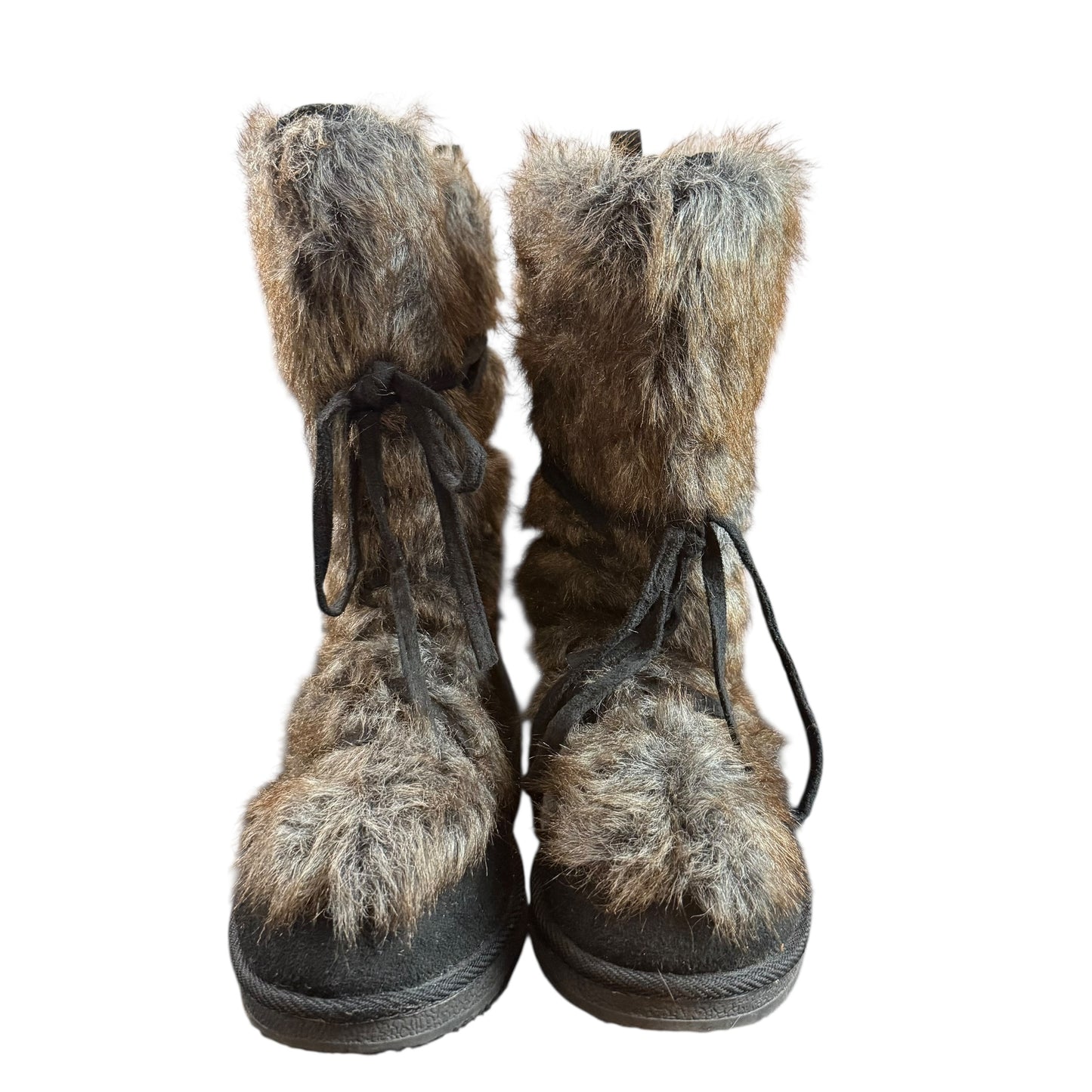 JUST FAB FAUX FUR WINTER BOOTS BLACK 241 SZ 9