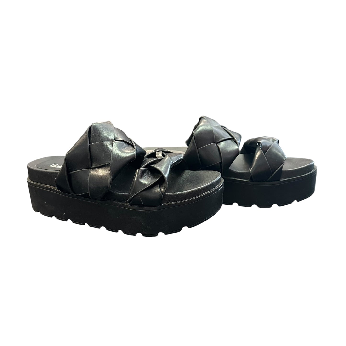 BELLA MARIE BLACK BRAIDED PLATFORM SANDALS 122 SZ 8
