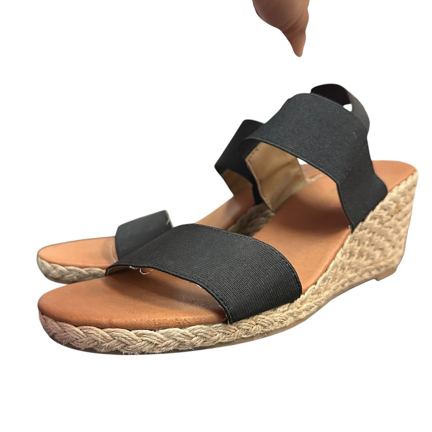 TOMMY BAHAMA BLACK WEDGES ESPADRILLES 279 SZ 9.5