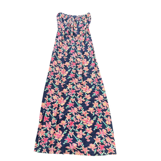 LILLY PULITZER NAVY STRAPLESS FLORAL MAXI DRESS 100 MEDIUM