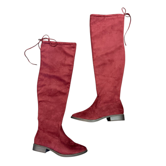 CHARLOTTE RUSSE MAROON FAUX SUEDE OVER THE KNEE BOOTS NEW 223 SZ 6