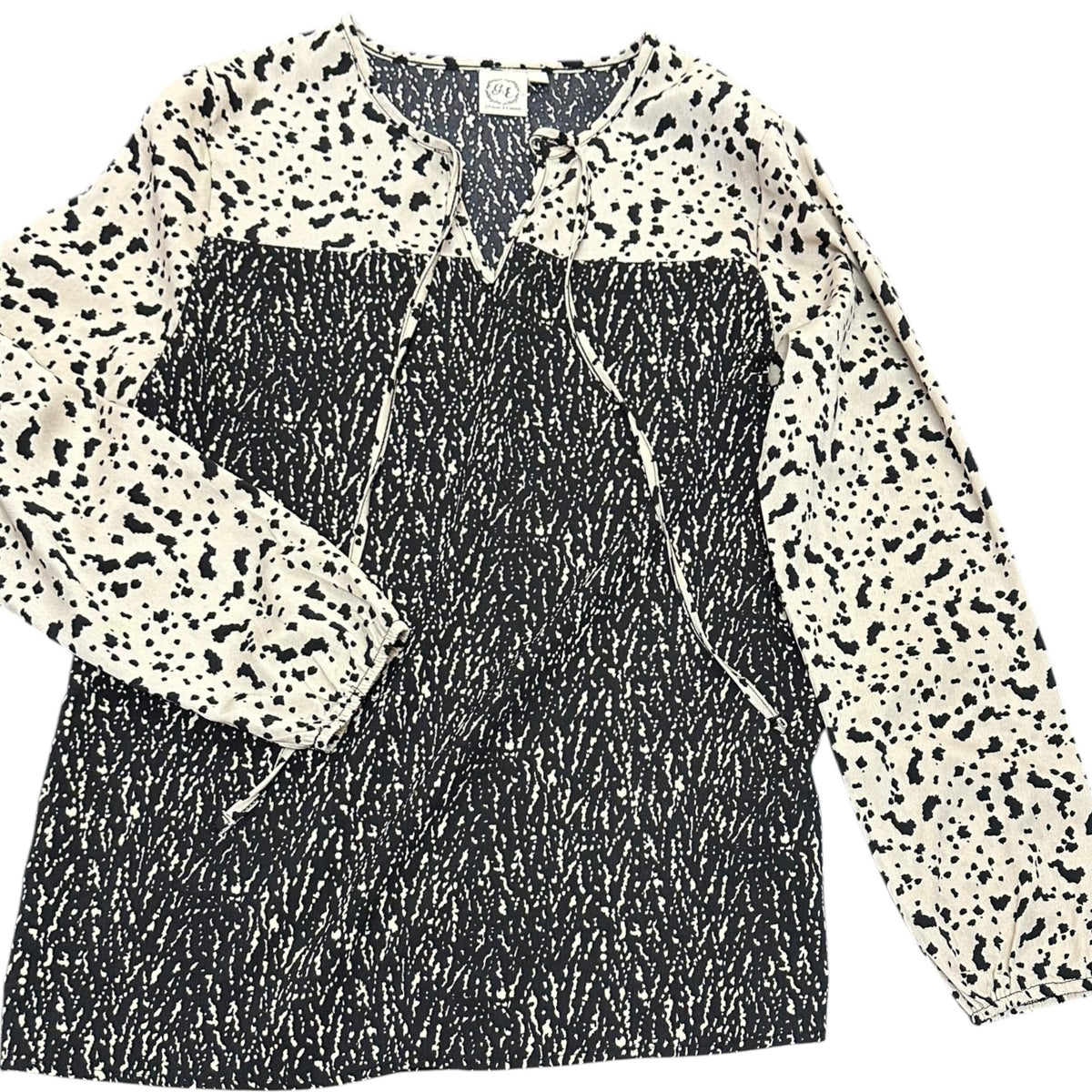 G&E GRACE EMMA TAN BLACK BLOUSE 38 SMALL