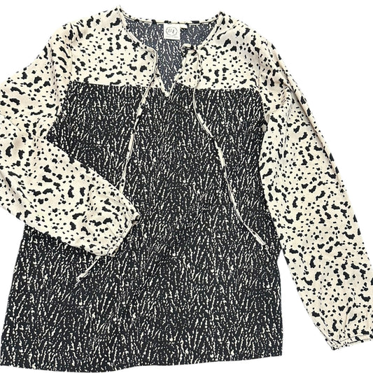 G&E GRACE EMMA TAN BLACK BLOUSE 38 SMALL