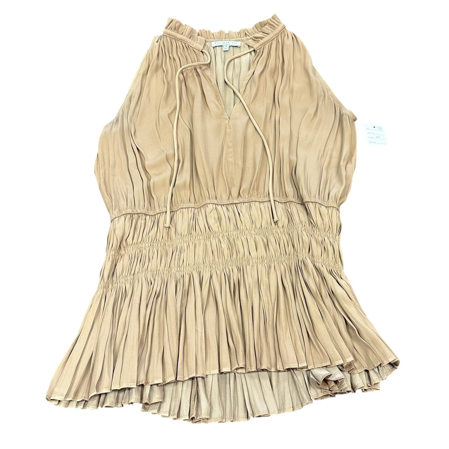 CURRENT AIR TAN PLEATED BLOUSE 158 MEDIUM