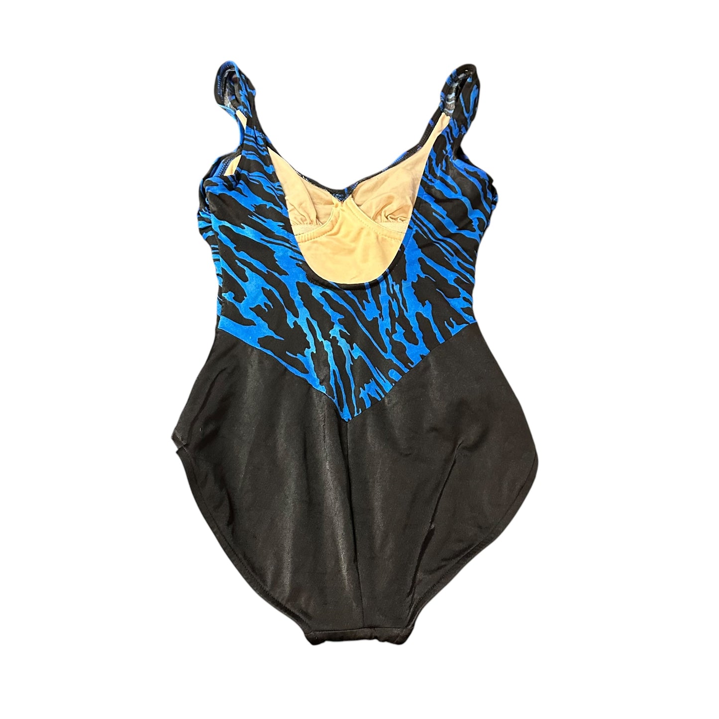VINTAGE THE SLIM SUIT BLUE BLACK SWIMSUIT 100 SZ 12