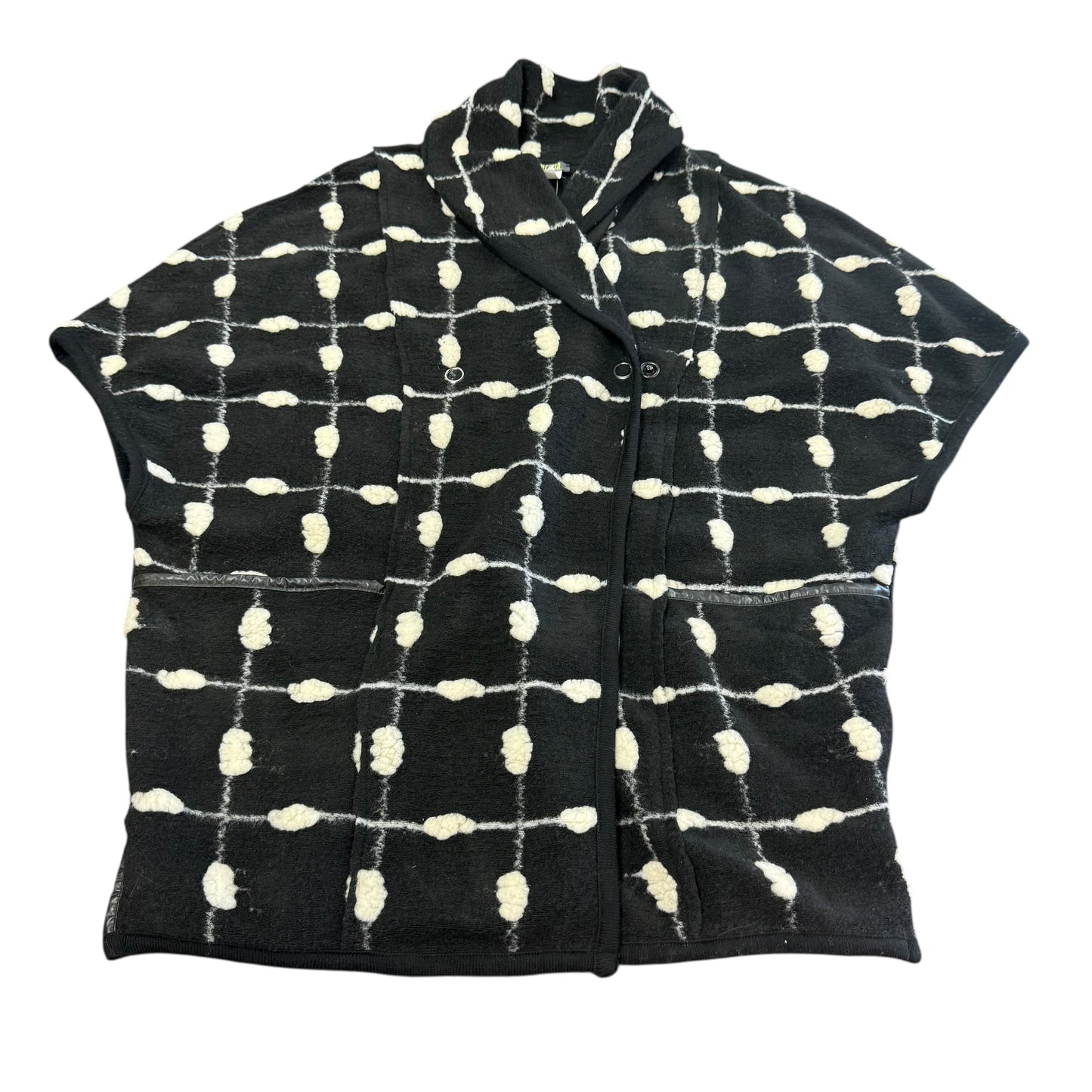 DOLCEZZA BLACK WHITE WOOL BLEND CARDIGAN JACKET 100 MEDIUM