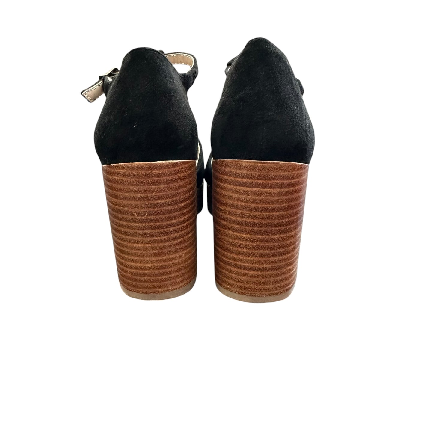 HOUSE OF HARLOW BLACK PLATFORM WOODEN HEELS 84 SZ 7.5