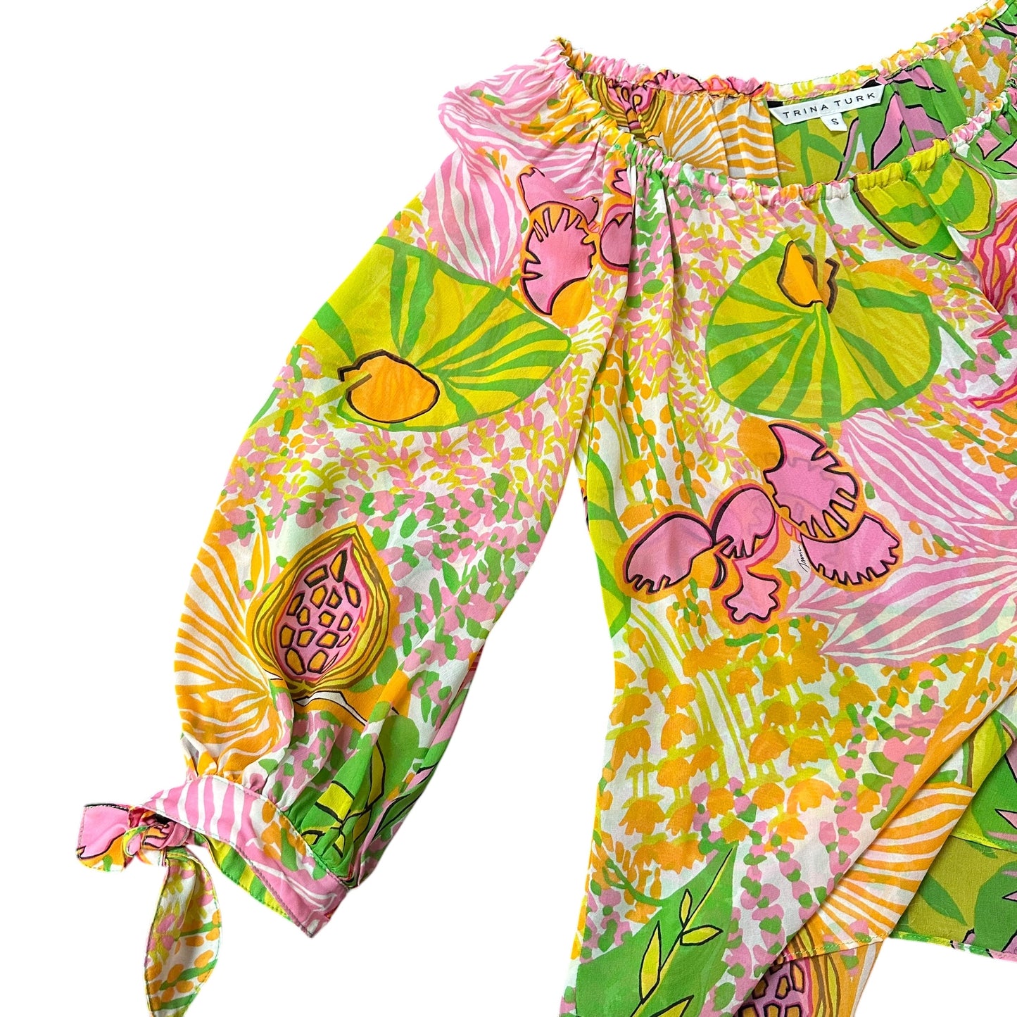 TRINA TURK SEMI SHEER COLORFUL BLOUSE 282 SMALL