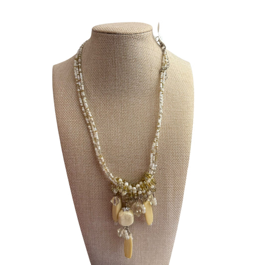 MULTI STRAND BEADED NECKLACE W STONES