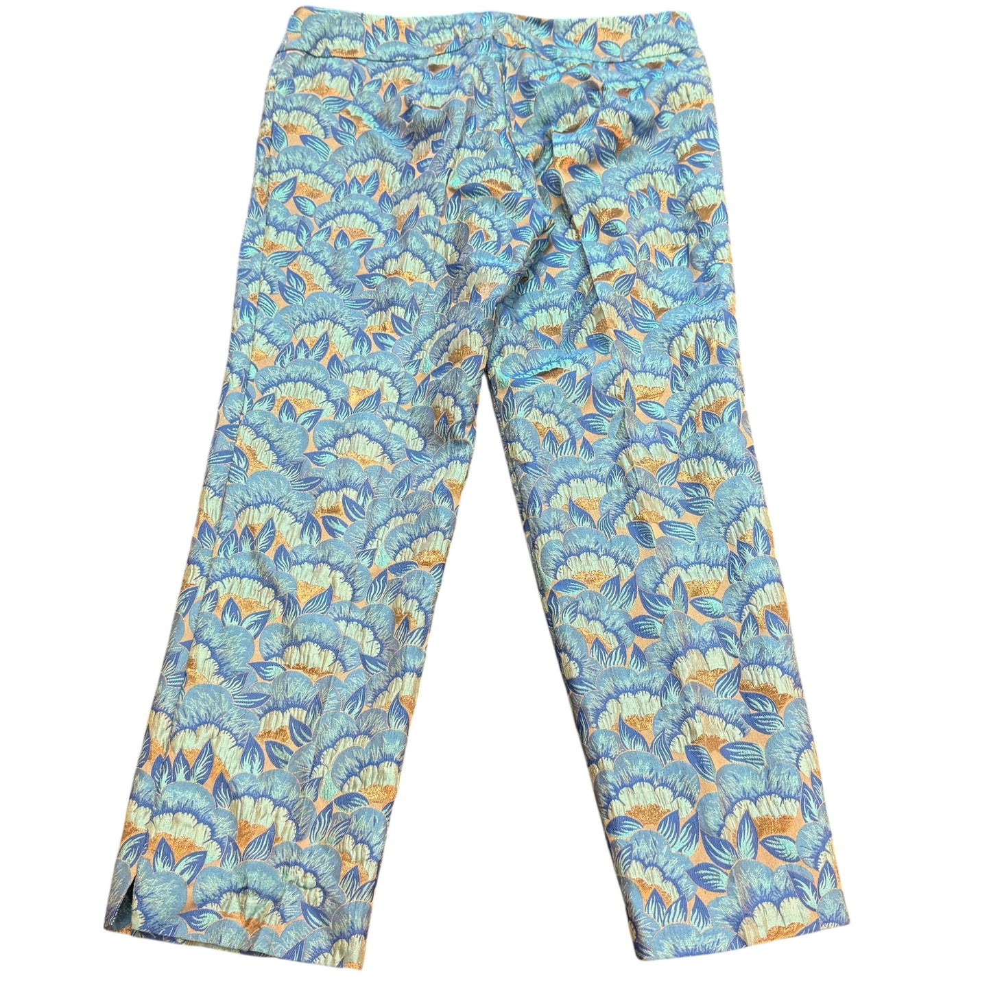 TRINA TURK BLUE FLORAL ANKLE PANTS SILK BLEND NWT 241 SZ 8