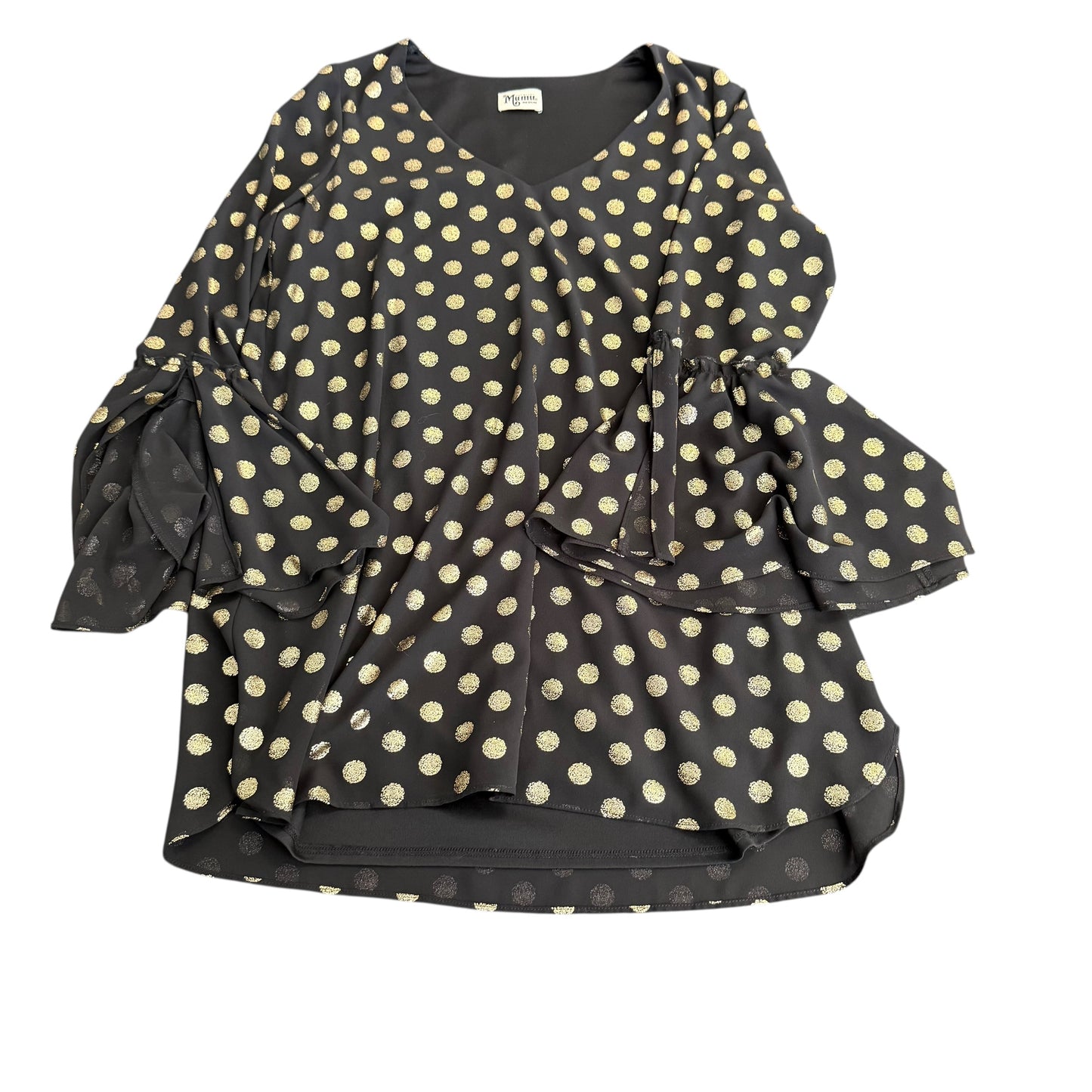 SHOW ME YOUR MUMU BLACK GOLD METALLIC POLKA DOT DRESS 256 MEDIUM