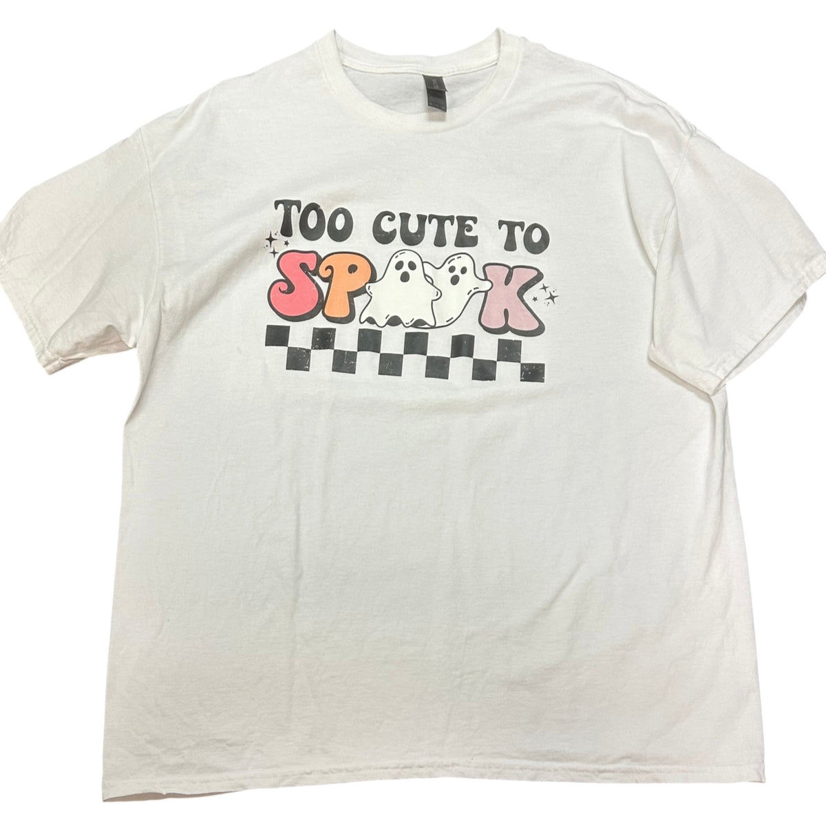HALLOWEEN TSHIRT WHITE TOO CUTE TO SPOOK NWOT 100 XL
