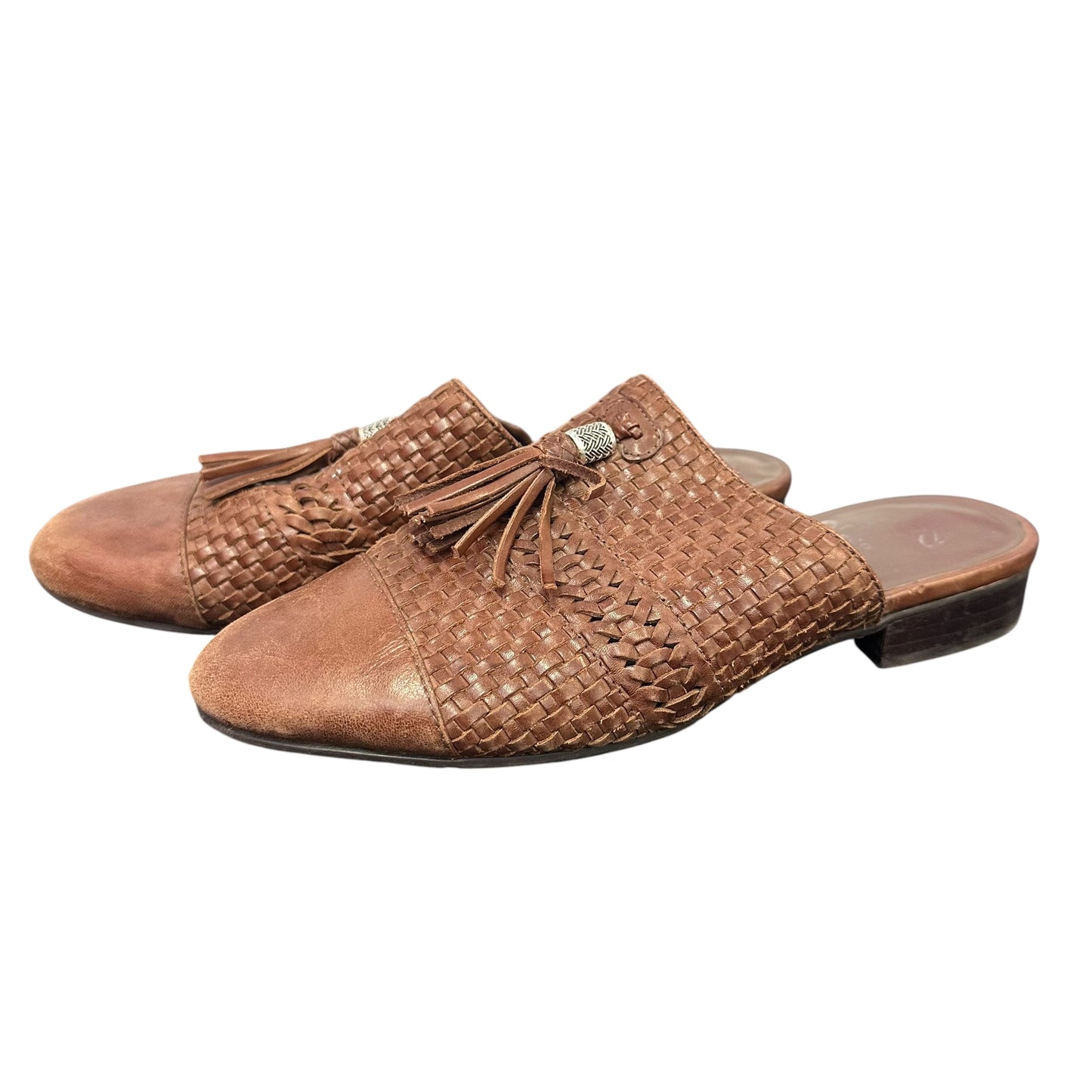 BRIGHTON BROWN LEATHER MULES 100 SZ 7