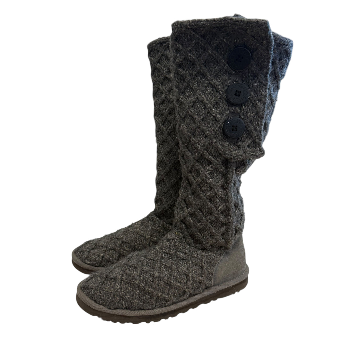 UGG AUSTRALIA CLASSIC CARDY KNIT BOOTS GRAY 251 SZ 8