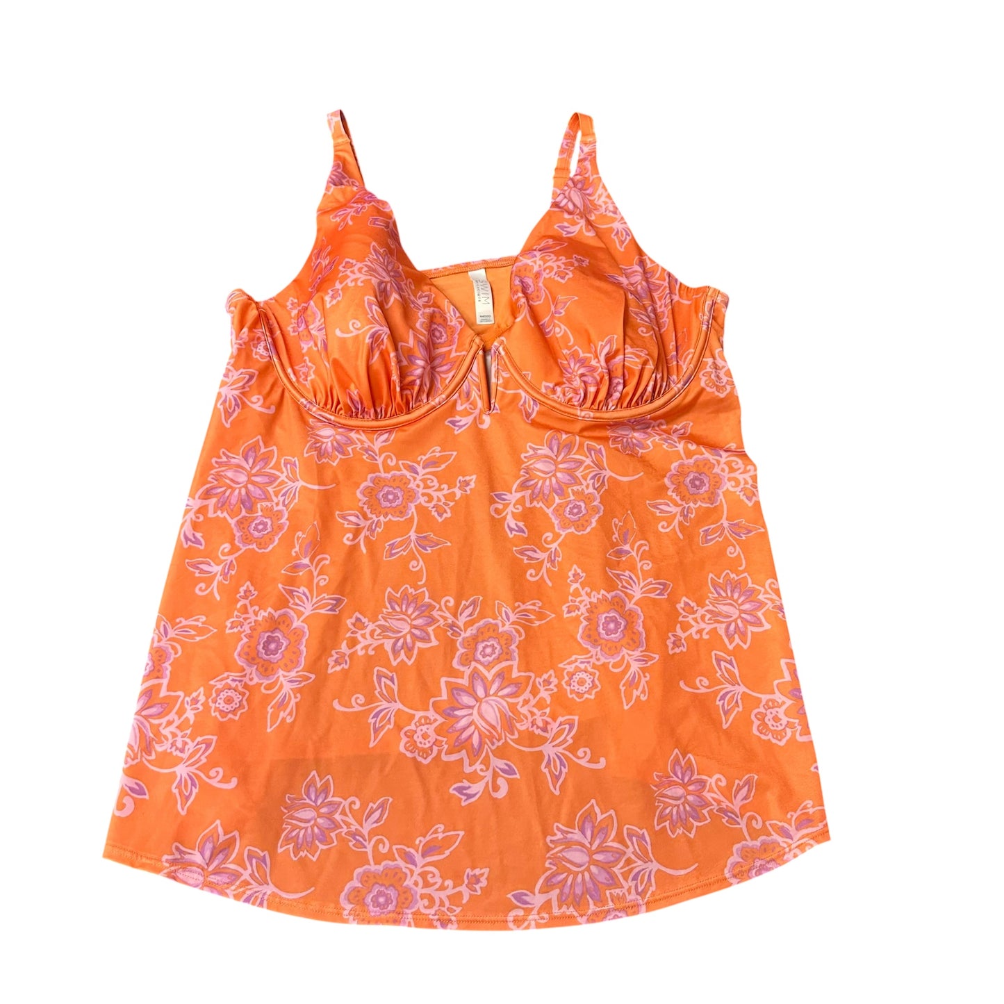 CACIQUE ORANGE PINK FLORAL TANKINI TOP UNDERWIRE 100 44DDD
