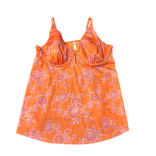 CACIQUE ORANGE PINK FLORAL TANKINI TOP UNDERWIRE 100 44DDD