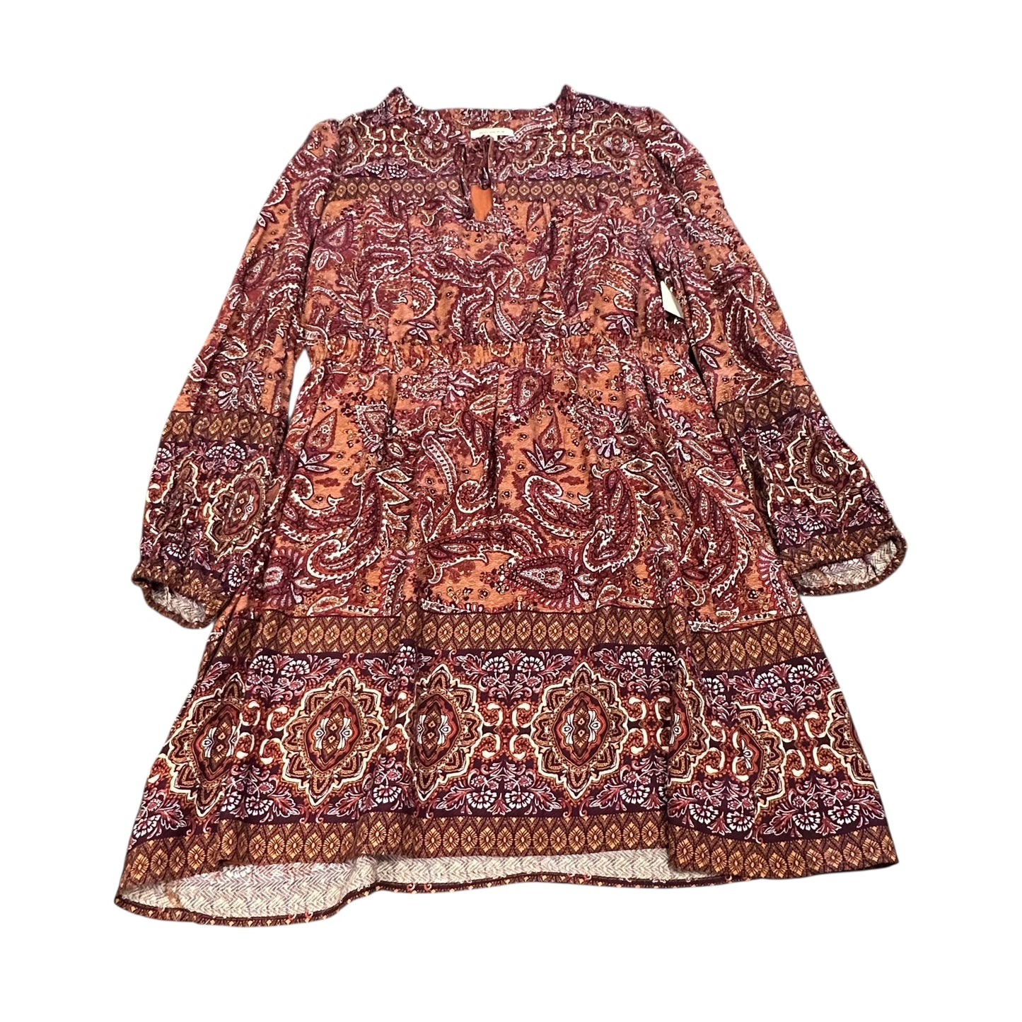 SKIES ARE BLUE MAROON PAISLEY DRES 38 MEDIUM