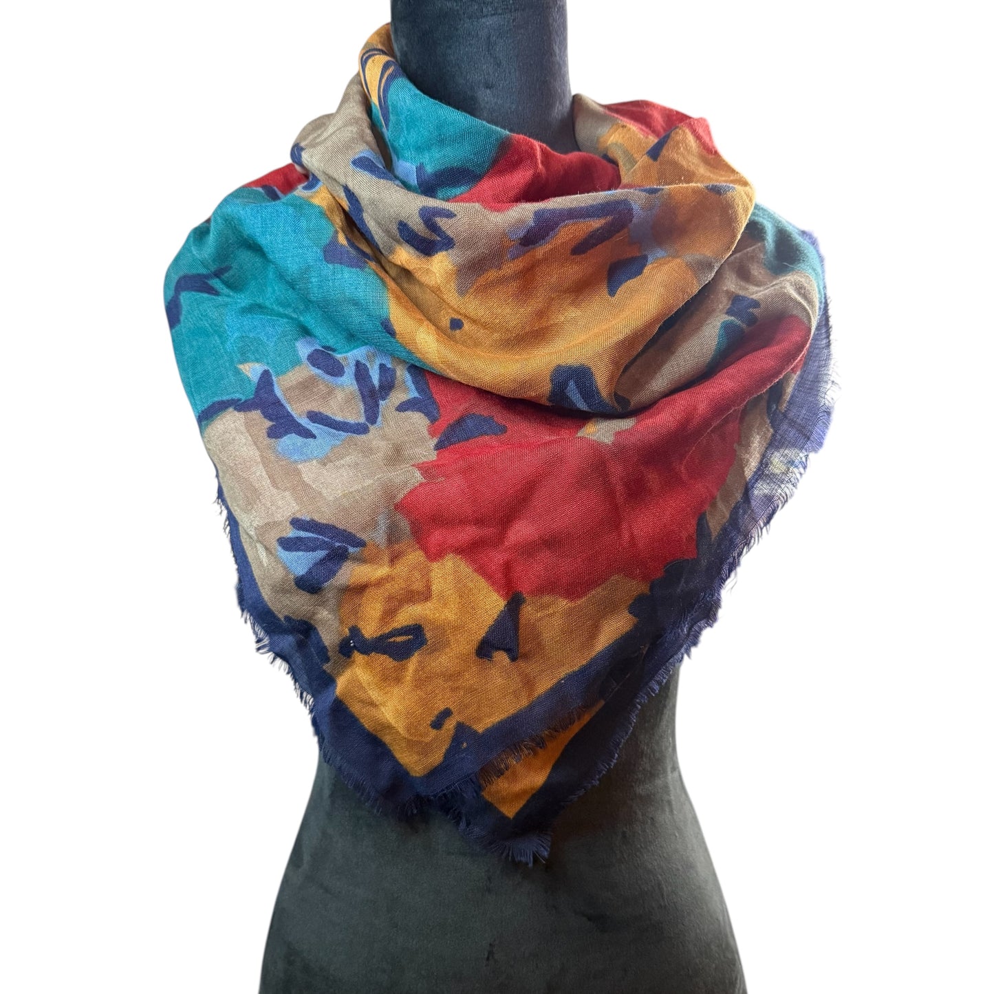 NAVY FLORAL SQUARE SCARF 100