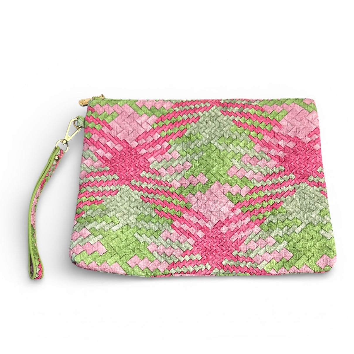 GREEN PINK WOVEN VINYL WRISTLET NWT 100