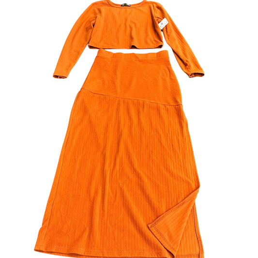 PRETTY GARDEN BURNT ORANGE RIBBED SKIRT SET 143 SMALL