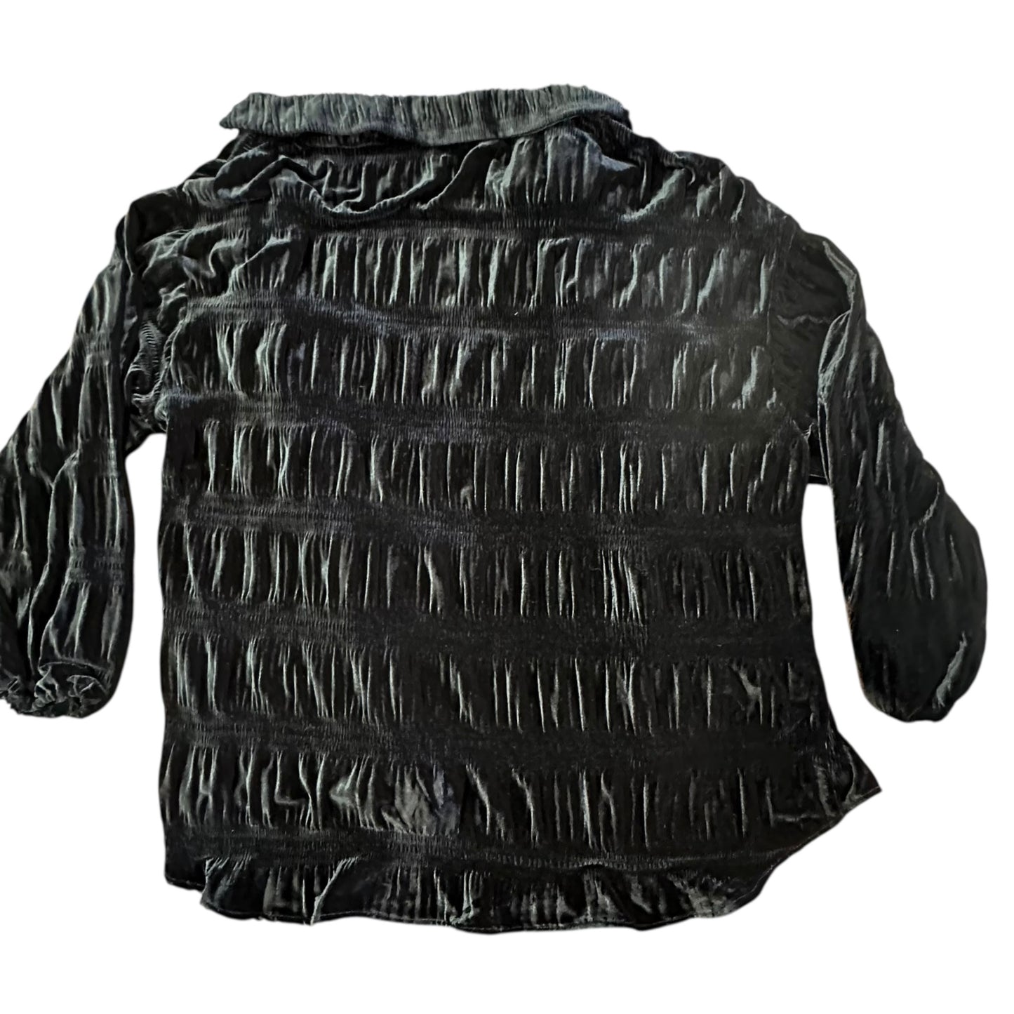 BIBI BLACK VELOUR BUTTON UP BLOUSE 7 XL