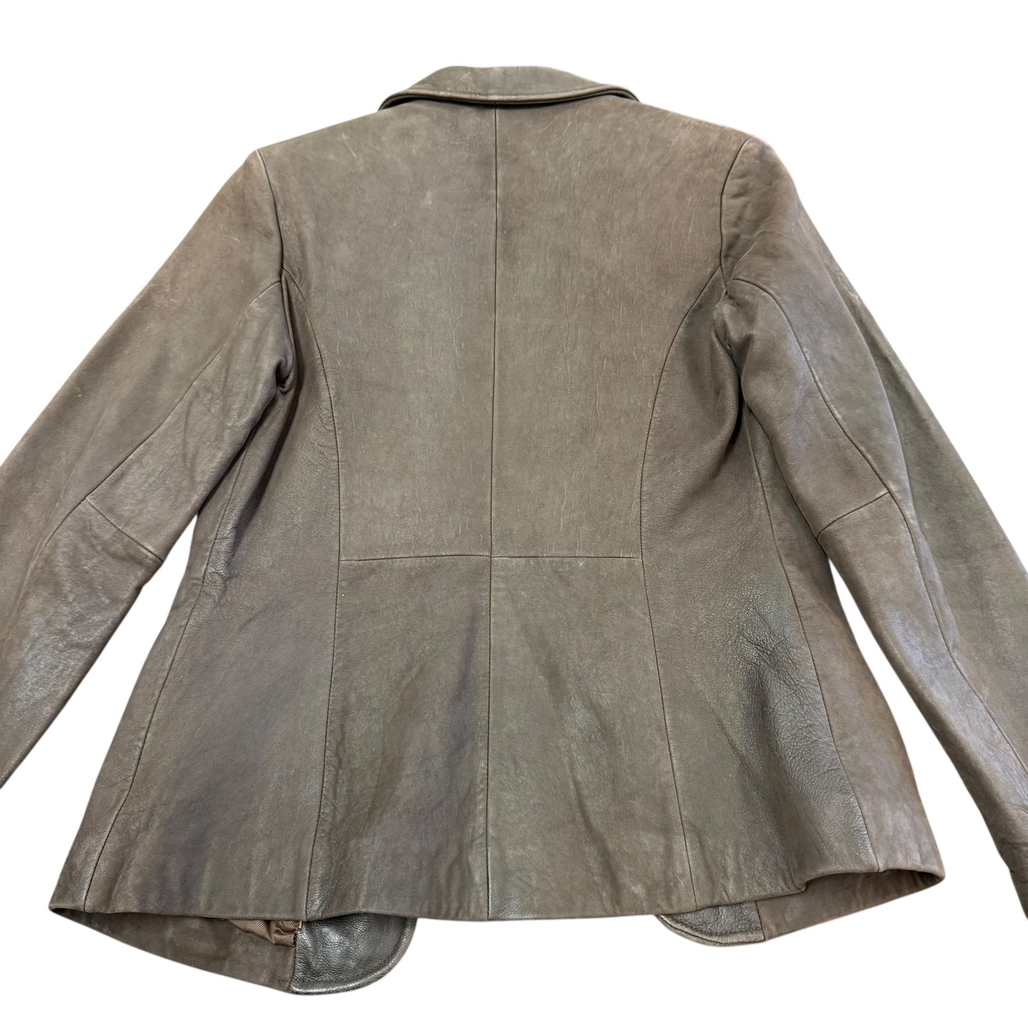 WILSONS LEATHER PELLE STUDIO THREE BUTTON BLAZER BROWN LEATHER 100 XS