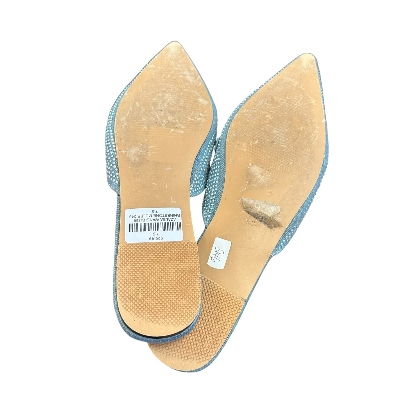 AZALEA WANG BLUE RHINESTONE MULES 246 7.5