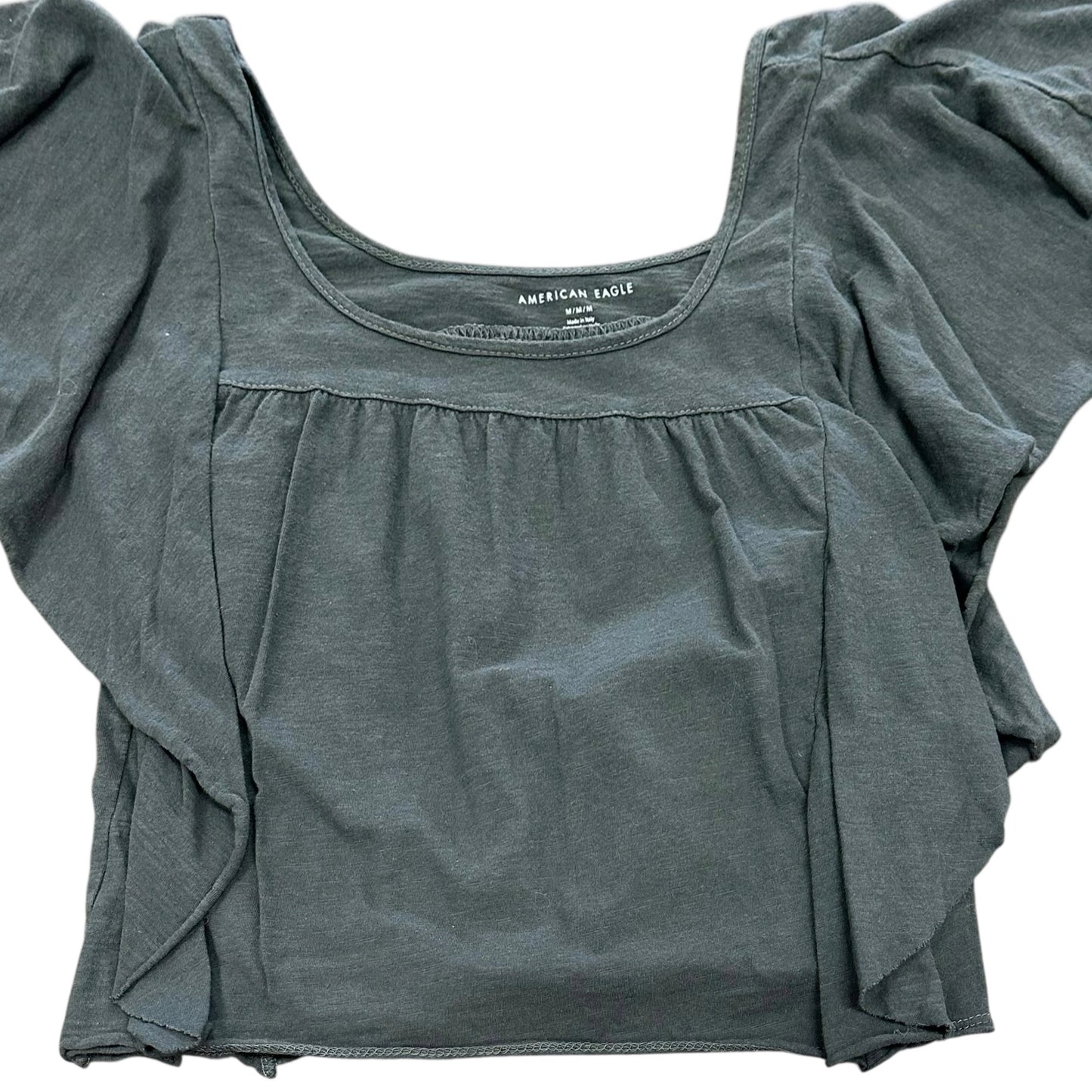 AMERICAN EAGLE GRAY FLUTTER SLEEVE TOP MEDIUM