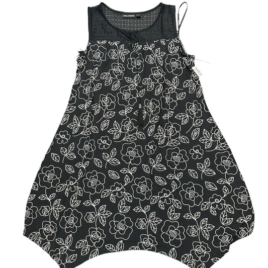 NINA LEONARD BLACK WHITE FLORAL SLEEVELESS DRESS 281 LARGE
